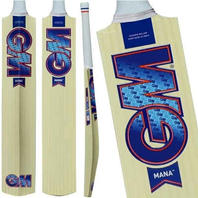 Image of Gunn &amp; Moore GM Cricket Bat Mana Beginner Grade 1 Kashmir Willow Size 5 Suitable for Players 150 157cm / 4&#039; 11&quot; 5&#039; 2&quot;
