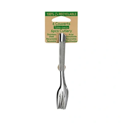 Image of Amefa 095205HC16AN6 Slim2 12 Packs of 6 Small Cake/Tapas Forks on Card, Stainless Steel, Silver