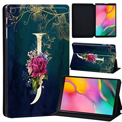 Image of Printed Leather slim lightweight Stand Cover Case for Samsung Galaxy Tab A 10.1 2019 (Model: SM T510 T515), with Function (Black) (initial letter J)