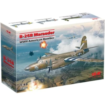 Image of hdfh ICM 1:48 B 26B Marauder, WWII American Bomber, Model kit, ICM48320 Black