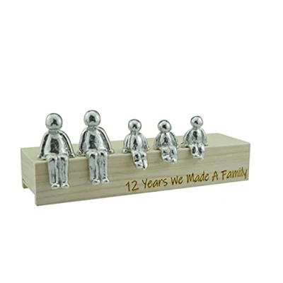 Image of 12th Anniversary Idea 12 Years We Made A Family Metal Ornament Choose Your Combination Box &amp; Woodgrain May Vary(3 Children)