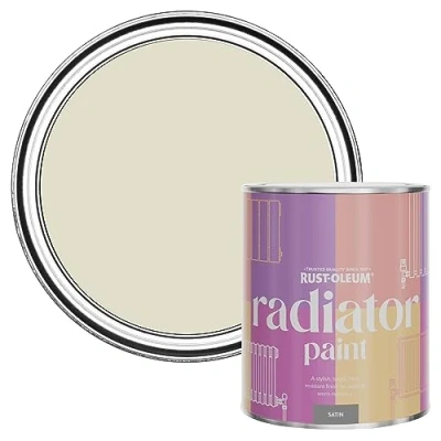 Image of Rust Oleum Beige Heat Resistant Radiator Paint in Satin Finish Relaxed Oats 750ml