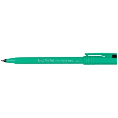 Image of Pentel R50 A Rollerball Pen Green Barrel 0.8mm Black (EACH)