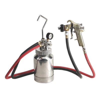 Image of Sealey Hvlp 79/P Pressure Pot System with Spray Gun and Hoses 1.7Mm Set Up