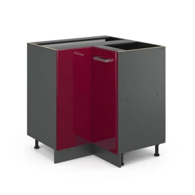 Image of Vicco Corner cabinet Raul, Bordeaux High Gloss/Anthracite, 75.6 cm without worktop