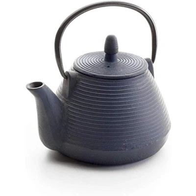 Image of IBILI Cast Iron Java Teapot, 1 Litre, Enamel Interior, Induction Safe, Blue