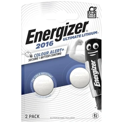 Image of Energizer CR2016 Batteries 3V Lithium Coin Cell (2 Pack) Child Resistant Packaging Long Lasting Power for AirTags, Key Fobs, Scales, Remotes, Medical and Home Devices