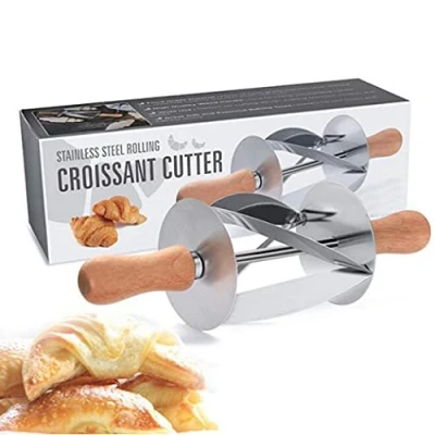 Image of Hoshen Croissant Tool Roller, Stainless Steel Peeler, Hob, (Wooden Handle) Baking Supplies