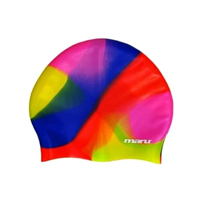 Image of Maru Long Hair Swimming Hat, 100% Silicone Swim Cap, Unisex Adult Lightweight Caps for Men and Women, Waterproof, Comfortable Durable Hats (Pink/Blue/Red, One Size)