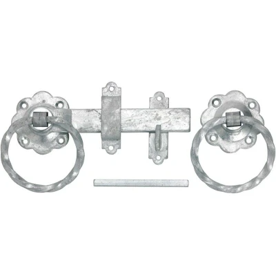 Image of Perry 150mm Twisted Ring Handle Gate Latch Set Galvanised