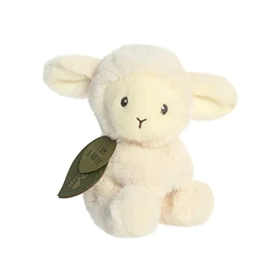 Image of AURORA, 23367, ebba Baby Eco Laurin Lamb Rattle, 6In, Recycled Soft Toy, White