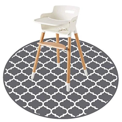 Image of Splat Mat for Under High Chair/Arts/Crafts by CLCROBD, 53&quot; Round Baby Anti slip Food Splash and Spill Eating Mess, Waterproof Floor Protector Table Cloth (R Lattice)