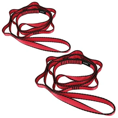 Image of FOSER 2pcs Daisy Chains, Yoga Hammock Extension Strap, 23KN Adjustable Nylon Climbing Sling Fitness Pilates and Exercise Extend Band (RED)