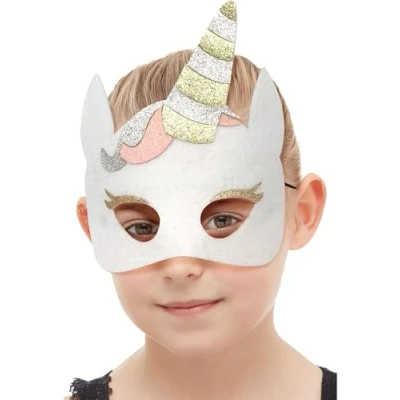 Image of Smiffys Unicorn Felt Mask with Elastic, Children&#039;s Animal Fancy Dress, Dress Up Eye masks
