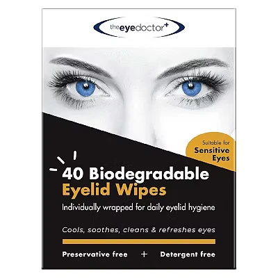 Image of The Eye Doctor Eyelid Wipes 40x Individually Wrapped Cleansing Suitable for use with Sensitive Eyes, Dry Blepharitis &amp; MGD Detergent and Preservative Free