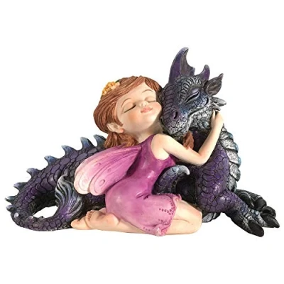 Image of Nemesis Now U5072R0 Companion Cuddle Fairy and Purple Dragon Hugging Figurine, Polyresin, One Size