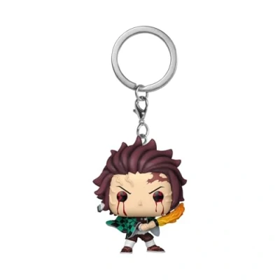 Image of Funko POP! Keychain: DS Tanjiro Kamado (Sun Breathing) Demon Slayer Novelty Keyring Collectable Mini Figure Stocking Filler Gift Idea Official Merchandise Anime Fans Backpack Decor