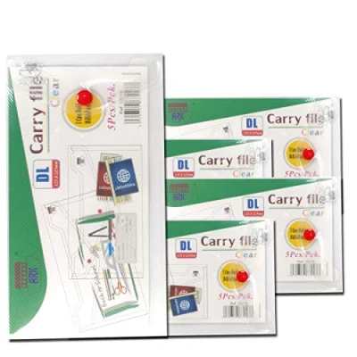 Image of ARK Carry File Popper Wallet with Press Stud Closure [Pack of 5] (Clear, DL Portrait)