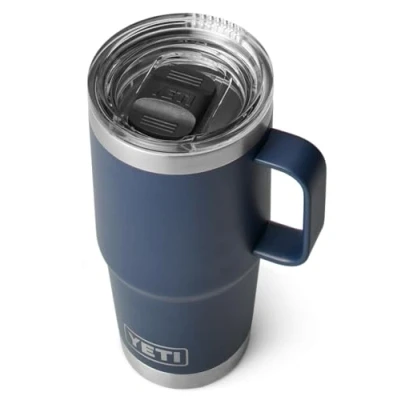 Image of YETI Rambler Travel Mug, Stainless Steel Vacuum Insulated Mug with Stronghold Lid, Navy, 20 oz (591 ml)