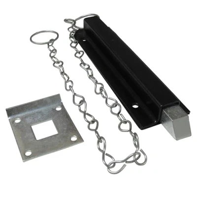 Image of Spring Loaded Chain Bolt Latch (Pull Back Sprung Door Gate Catch Zinc Plated Black) (Black)