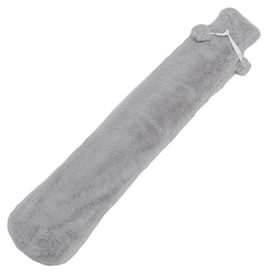 Image of Long Hot Water Bottle with Cover,2L Removeable &amp; Washable Soft Plush Cover Warm in Winter,Natural Rubber for Neck,Waist,Back,Legs,Shoulder,74 x 13cm (Light Grey)