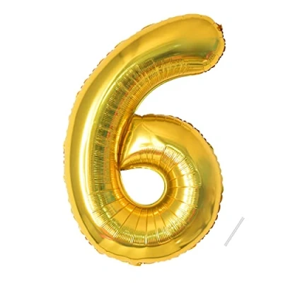 Image of Number Balloons 6,Gold 6 for Birhtday Party Decoration,40 Inch Giant Helium Foil Boys Girls 6th Birthday Decor Anniversary Decorations Supplies
