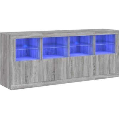 Image of vidaXL Sideboard with LED Lights Grey Sonoma 163x37x67 cm