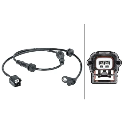 Image of 479011KA0A ABS sensor HELLA 6PU 012 679 821 Active 2 pin connector 754mm 12V NISSAN: Juke