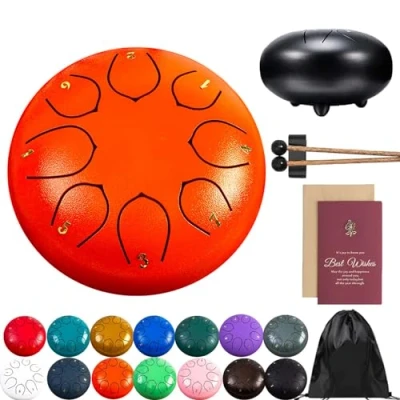 Image of Rain Drum For Outside Garden, Steel Tongue Chime, 8 Note 6 Inch Chakra Rain, Metal Chimes Outside, Musical Education Entertainment Meditation Yoga Zen Gifts (L)