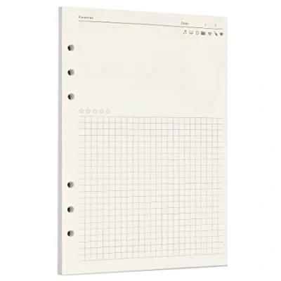 Image of Zelten 1 Pack A5 45 Sheets/90 Pages FavoritesLoose Leaf Punched Paper Refills for 6 Hole Binder Personal Organizer Diary Notebook Refillable Planner