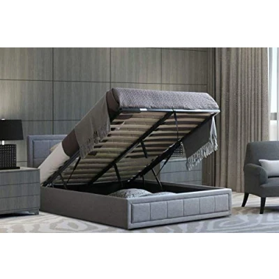 Image of Home Treats Upholstered Bed Small Double Ottoman Queen Size Frame Grey Fabric With Storage (Small Double, No Mattress)..
