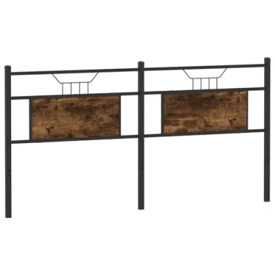 Image of vidaXL 180 cm Smoked Oak Headboard Bed Engineered Wood &amp; Steel Durable, Classic Design