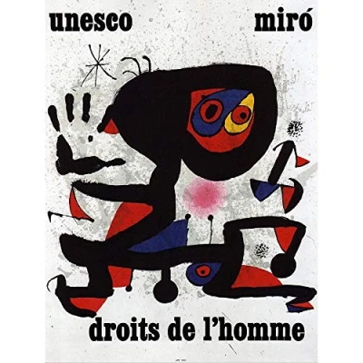 Image of Wee Blue Coo Advert Charity Unesco Joan Miro Abstract Rights Man Art Print Poster Wall Decor 12X16 Inch