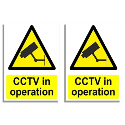 Image of RubiGo CCTV Sign 20x15cm, 2PK in Operation Signs Outdoor Indoor Security Signage Warning Self Adhesive Sticker Safety (2)