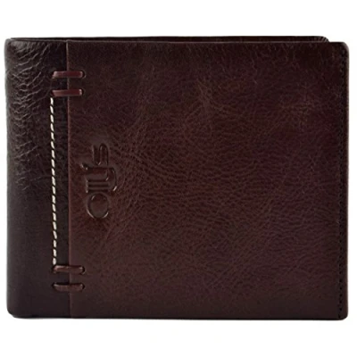 Image of Mens Fine Grain Classic Leather Wallet by OLLY&#039;s; Wilson Collection Gift Box (Black)
