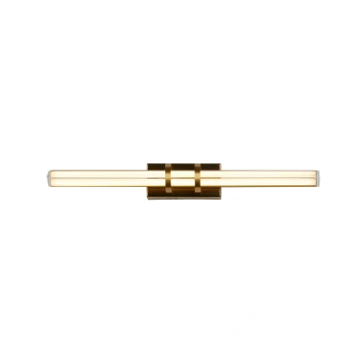 Image of Parma LED Wall Lamp, Satin Brass Metal &amp; Clear Glass