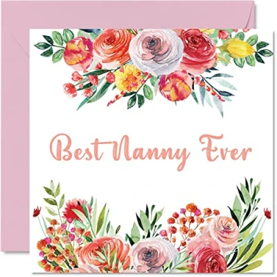 Image of Birthday Cards for Nanny Best Ever Beautful Happy Card from Granddaughter Grandson, Gifts, 145mm x Mother&#039;s Day Greeting Nana Nan Nannie