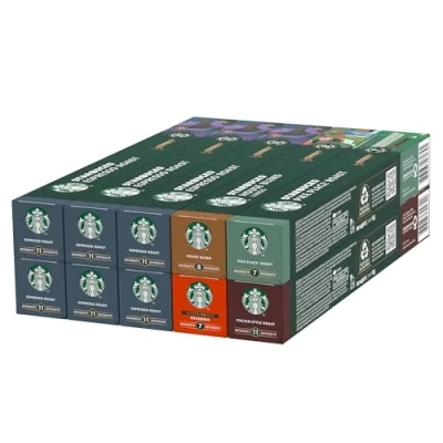 Image of STARBUCKS Espresso Roast Variety Pack by Nespresso, Coffee Capsules 10 x (100 Capsules) Amazon Exclusive