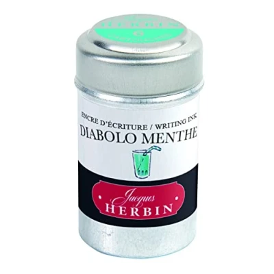 Image of Jacques Herbin 20133T Box of 6 ink cartridges for fountain pens and rollerball (product without packaging zero waste objective), Diabolo mint