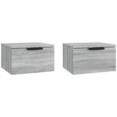 Image of vidaXL Wall mounted Bedside Cabinets 2 pcs Grey Sonoma 34x30x20 cm