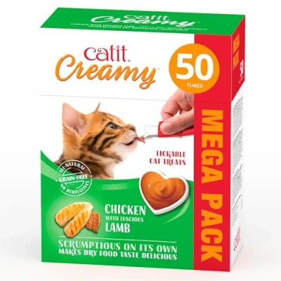Image of Catit Creamy Chicken &amp; Lamb Lickable Cat Treats 50 Pack