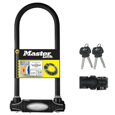 Image of Master Lock Heavy Duty Bike D [Key] [Universal Mounting Bracket] [Certified Lock] [Long Shackle] 8195EURDPROLW Ideal for Bike, Electric Mountain Road Folding