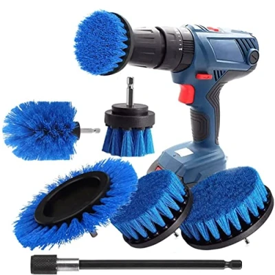 Image of YIHATA Drill Brush Cleaning Brushes Set,6 Pack Extended Long Attachment Power Scrubber for Cleaning,Great Car Carpet Floor Bathroom Toilet Kitchen Ceramic Surface Blue