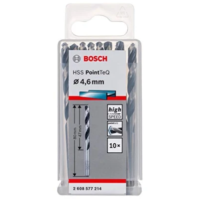Image of Bosch Professional 10 Piece PointTeQ HSS Twist Drill Bit (for Metal, 4.6 x 47 80 mm, Driver Accessories)