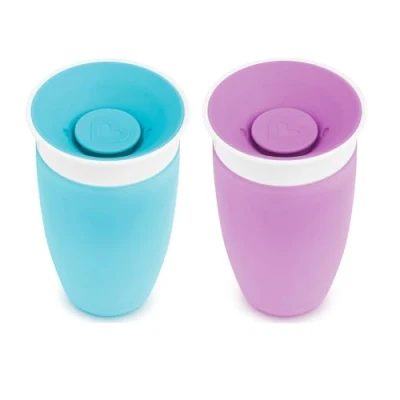 Image of Munchkin Miracle 360 Cup, Baby and Toddler Sippy Ideal Sippy, Water Weaning Cup 12+ Months, 10 oz/ 296 ml, 2 Pack, Purple &amp; Blue