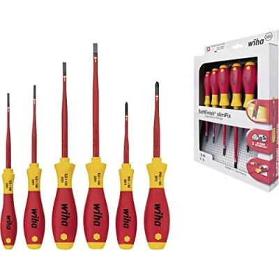 Image of Wiha WHA 35389 VDE Slotted an Phillips Slim Fix Screwdriver Set (6 Pieces), 4.2 cm*35.6 cm*24.0 cm