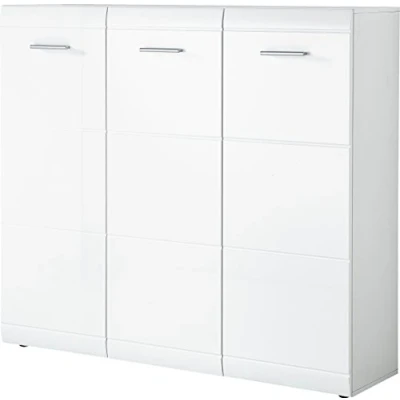 Image of Germania Shoe cabinet 3523 84 GW Adana, in White, Fronts high gloss with groove milling, space for up to 36 pairs of shoes, 134 x 120 cm (WxHxD)