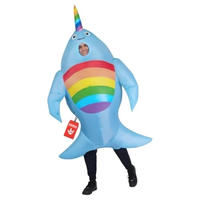 Image of Morph Narwhal Inflatable Costume Adult, Adult Costume, Blow Up Costumes For Adults, Sea Animal Funny One Size