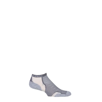 Image of 1 Pair Grey Experia By Cushioned Running Micro Mini Crew Socks Unisex 8 9.5 Thorlos