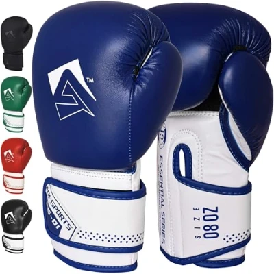 Image of AQF Boxing Gloves for Training &amp; MMA Muay Thai Punch bag Sparring Kickboxing Fighting punching with Extra Layers of Padding (Blue, 16oz)